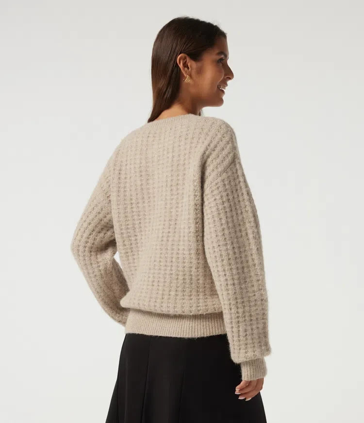 Henley Neck Drop Shoulder Long Sleeve Casual Jumper