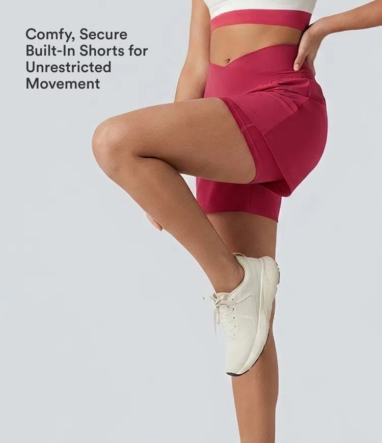 SoftlyZero Airy Crossover High Waisted 2-in-1 InstantCool Yoga Shorts 5&