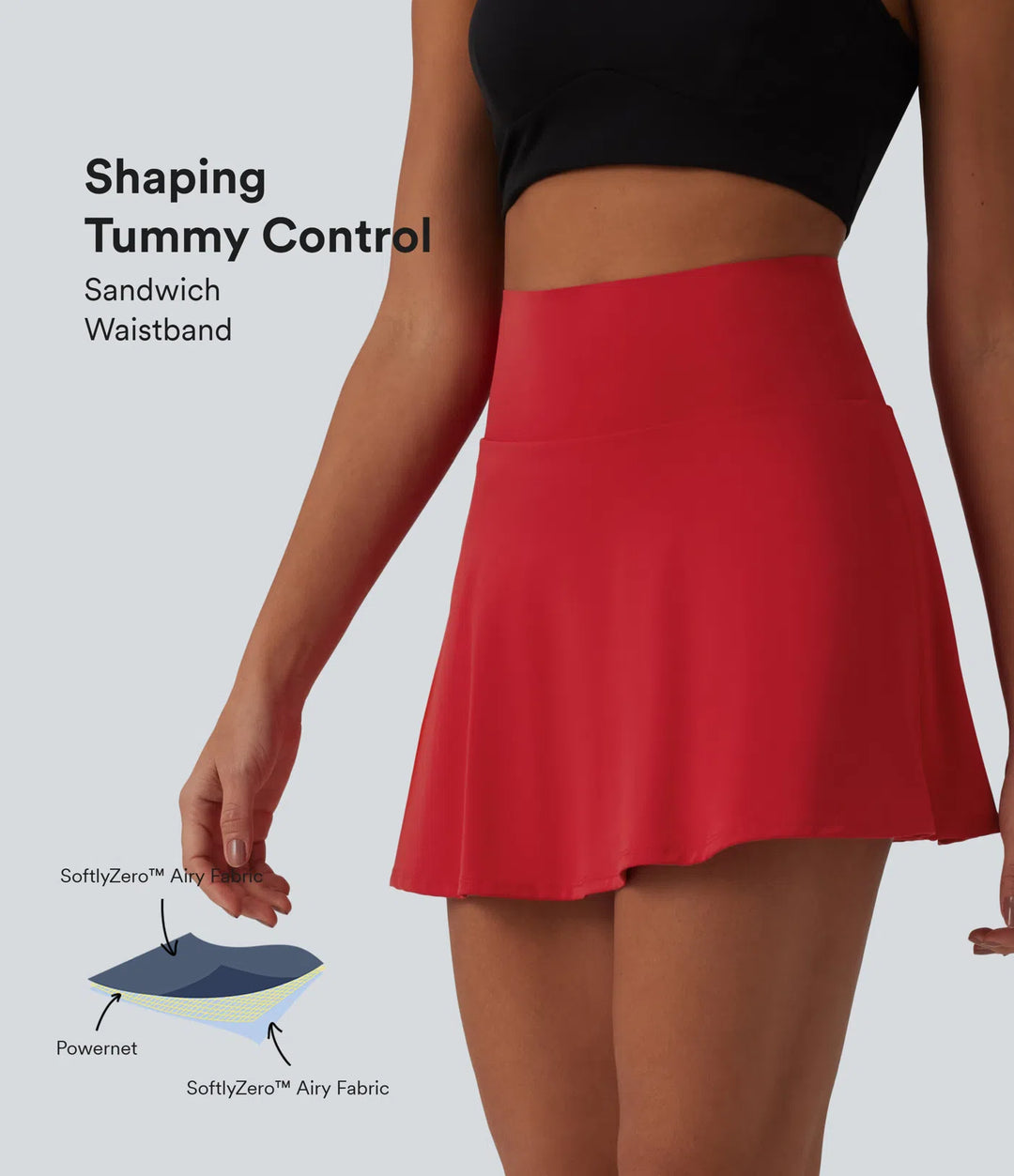 SoftlyZero Airy High Waisted Tummy Control 2-in-1 InstantCool Mini Tennis Skirt with Pockets
