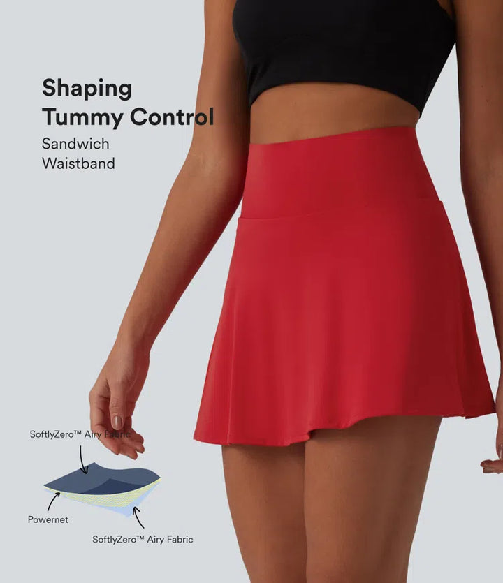SoftlyZero Airy High Waisted Tummy Control 2-in-1 InstantCool Mini Tennis Skirt with Pockets