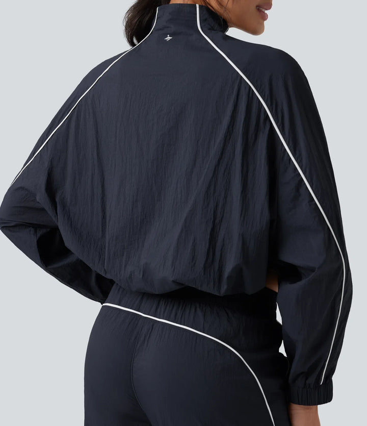 Lightweight Durable Water Repellent Color Block Half Zipper Oversized Hiking Jacket