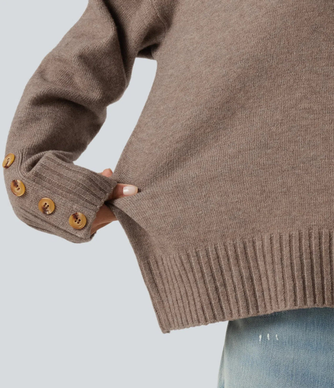 Round Neck Long Sleeve Casual Jumper with Scarf
