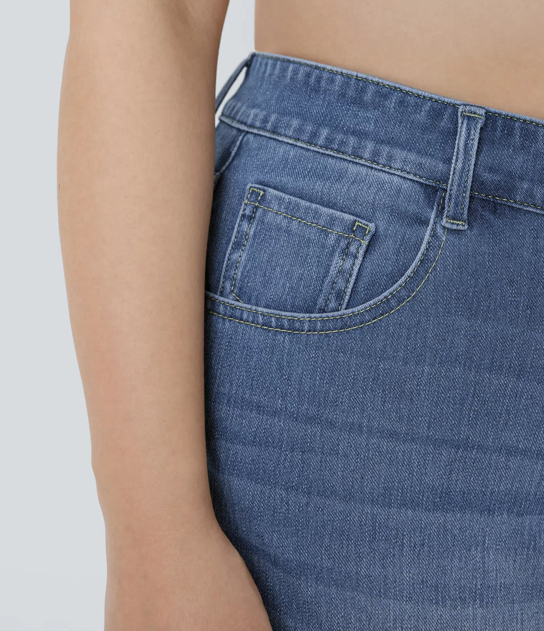 Halara Flex High Waisted Pockets Straight Leg Washed Casual Plus Size Jeans