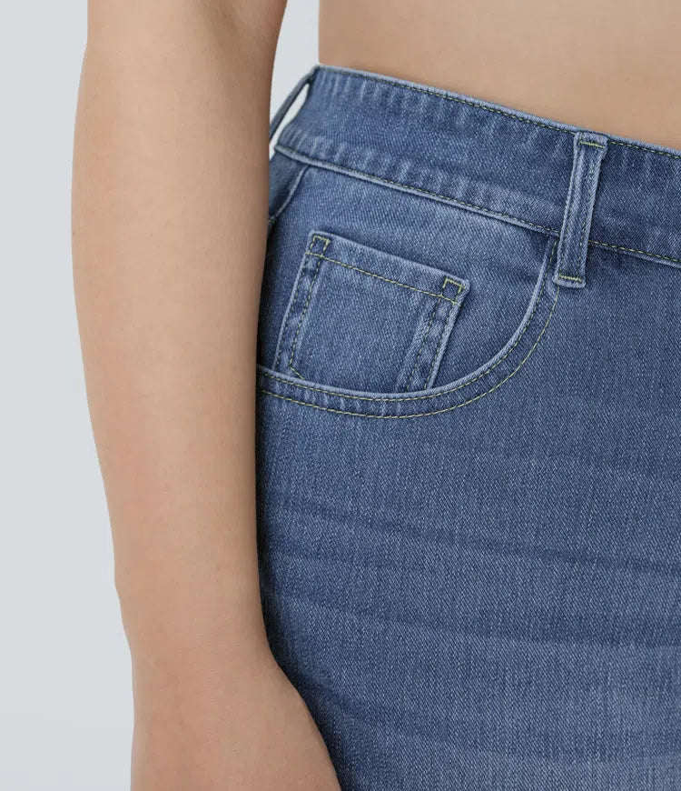 Halara Flex High Waisted Pockets Straight Leg Washed Casual Plus Size Jeans