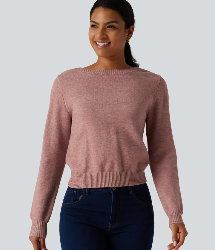 Round Neck Long Sleeve Twisted Casual Jumper