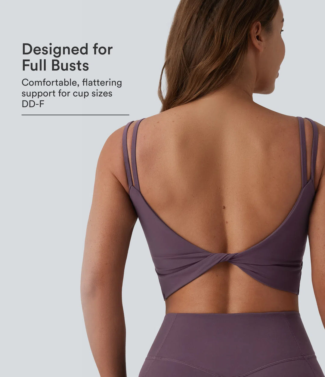 Halara UltraSculpt Double Straps Twisted Backless Cropped Built-in Bra Yoga Tank Top DD-F Cups