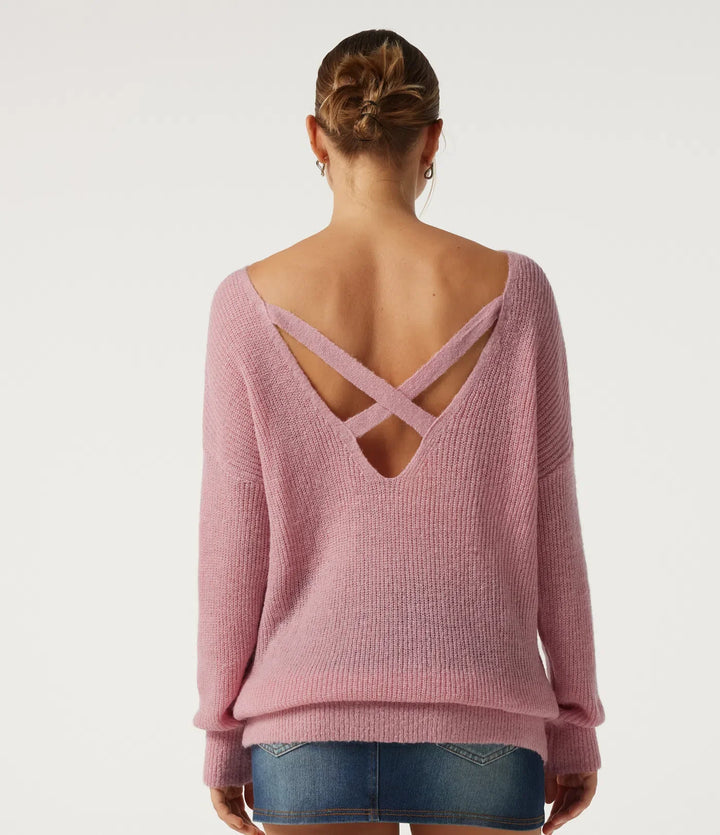 One Shoulder Crisscross Back Dropped Long Sleeve Relaxed Casual Jumper
