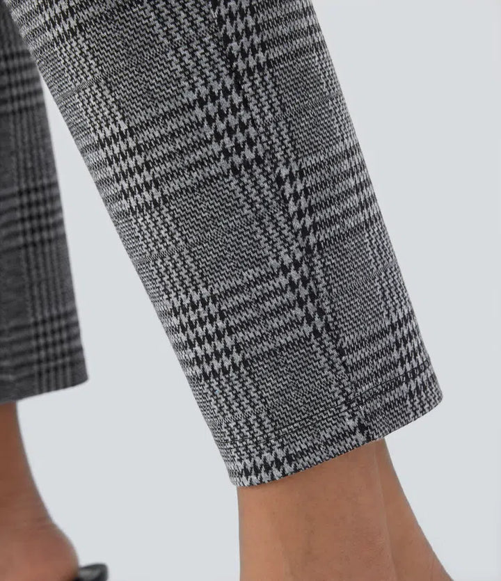 Halara Flex High Waisted Pocket Houndstooth Plaid Skinny Work Trousers