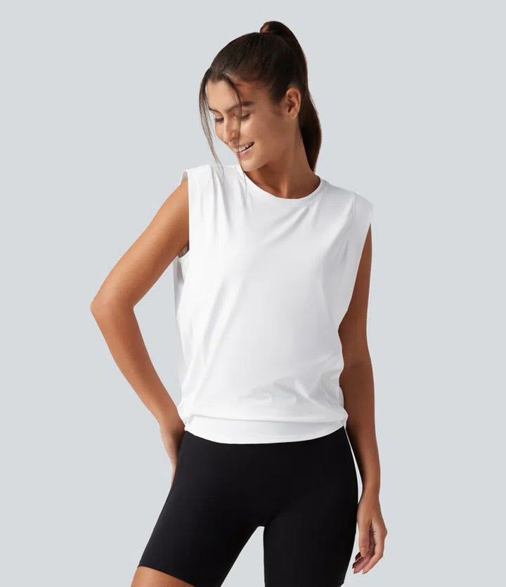 Round Neck Sleeveless Cool Touch Work Sports Top-UPF50+