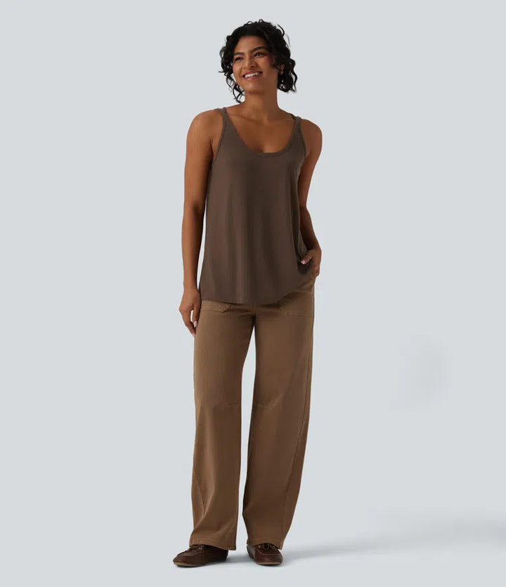 U Neck Relaxed Casual Tank Top