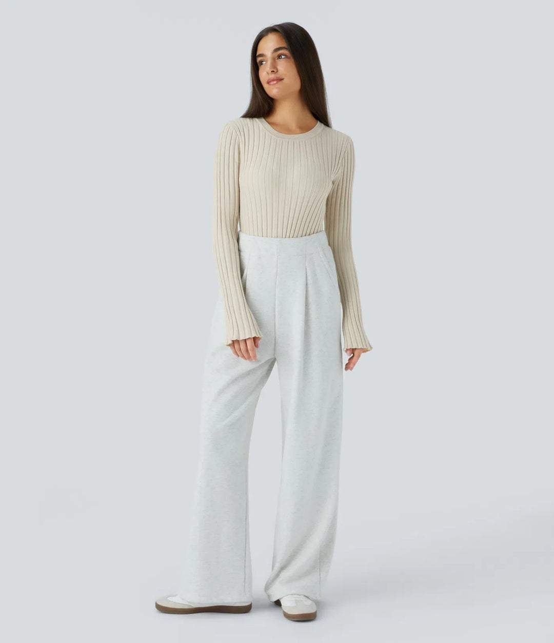 Round Neck Long Sleeve Frill Casual Jumper