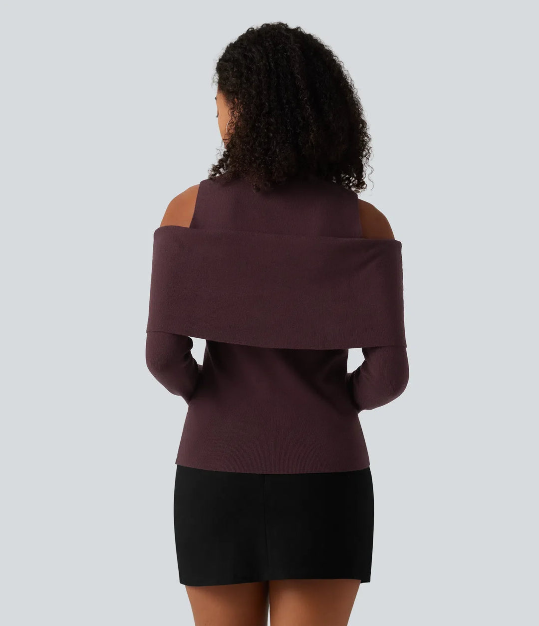 High Neck Cut Out Long Sleeve Slim Casual Jumper