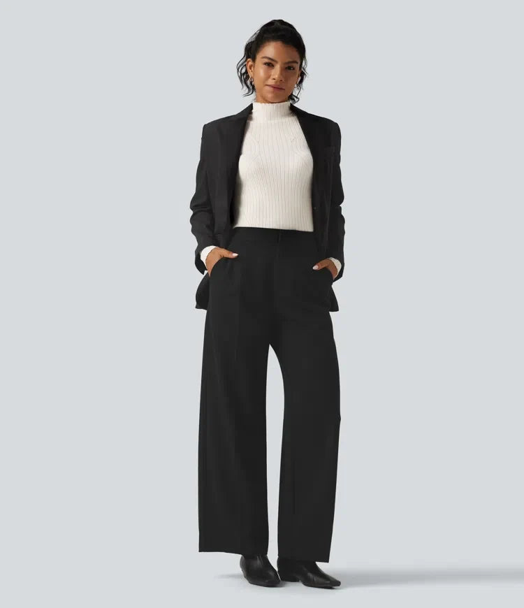 Mock Neck Long Sleeve Slim Work Jumper with Thumbholes