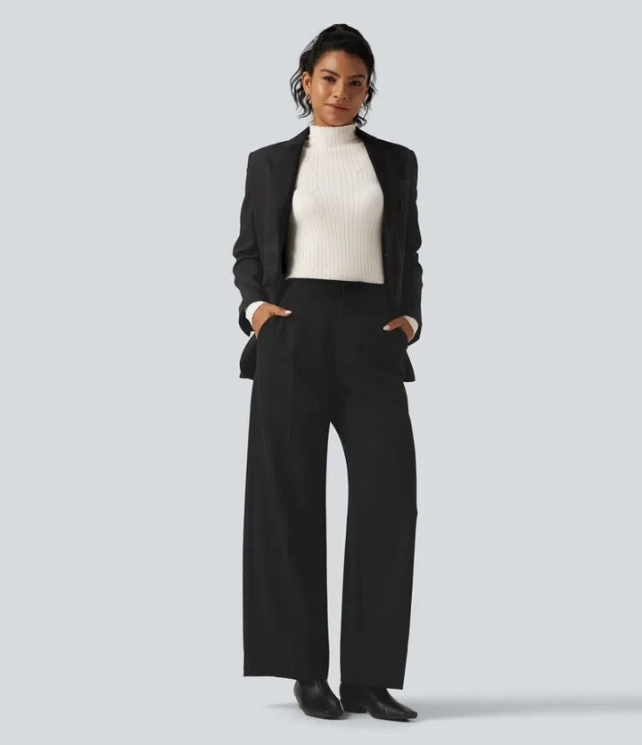 Mock Neck Long Sleeve Slim Work Jumper with Thumbholes