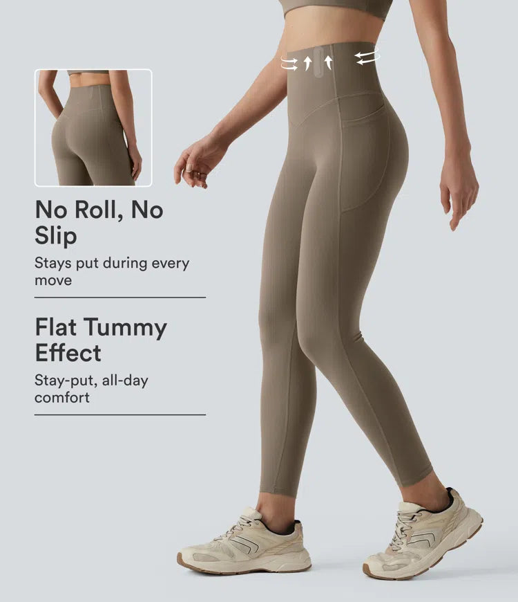 Halara UltraSculpt High Waisted Anti-Roll Tummy Control Shaping Workout Leggings with Pockets