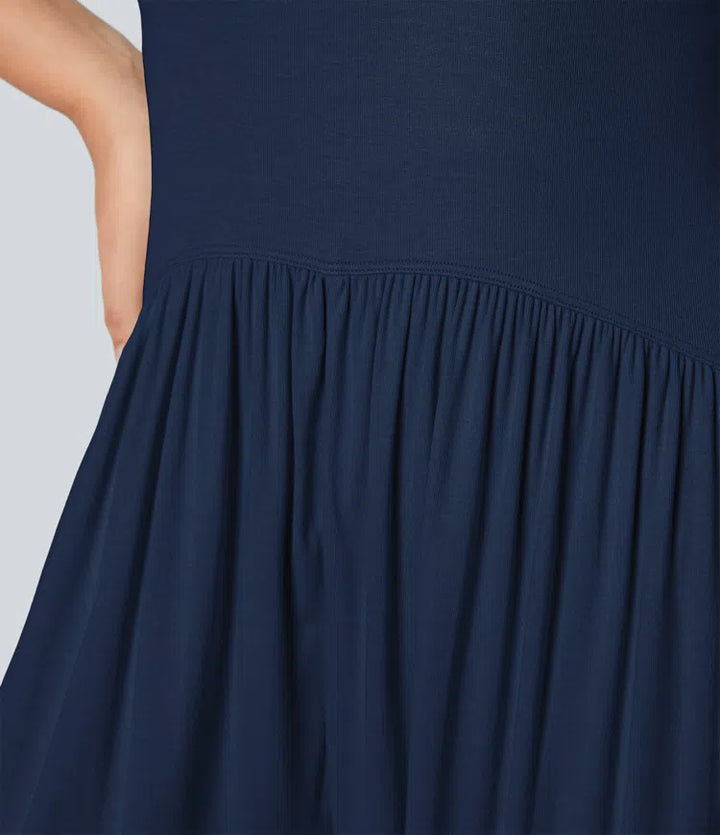 Ribbed Tube Backless Side Pocket Casual Jumpsuit