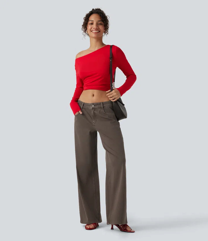 Halara Flex Low Rise Wide Leg Casual Jeans with Pockets