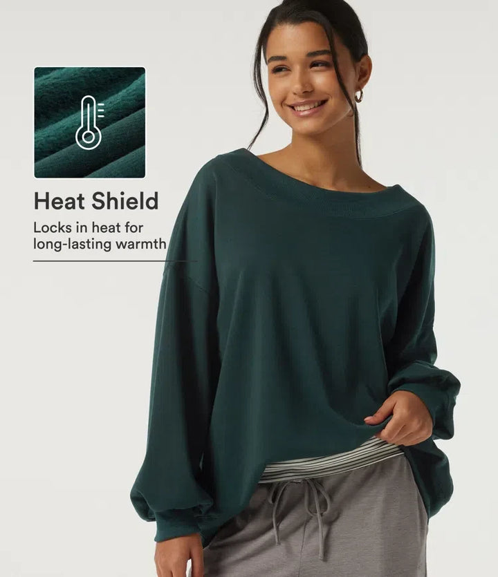 Round Neck Long Sleeve Fleece Casual Sweatshirt