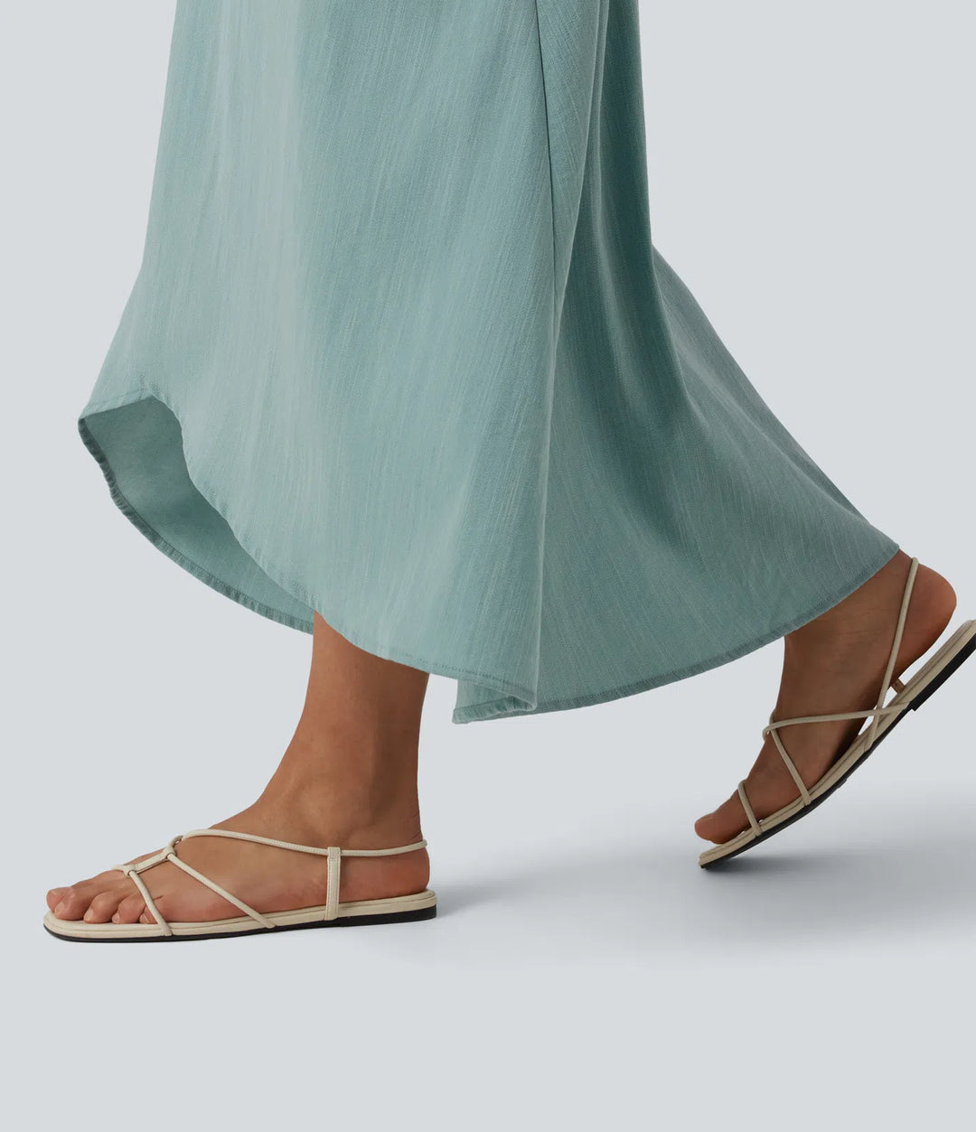 High Waisted High Low Maxi Casual Linen-Feel Skirt