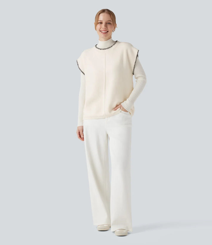 Round Neck Color Block Work Jumper Vest