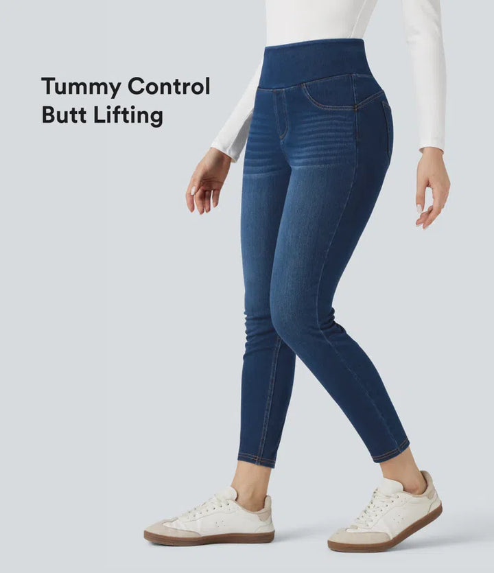 Halara Flex High-waisted Butt-lifting Tummy Control Skinny Denim Casual 7/8 Leggings with Pockets