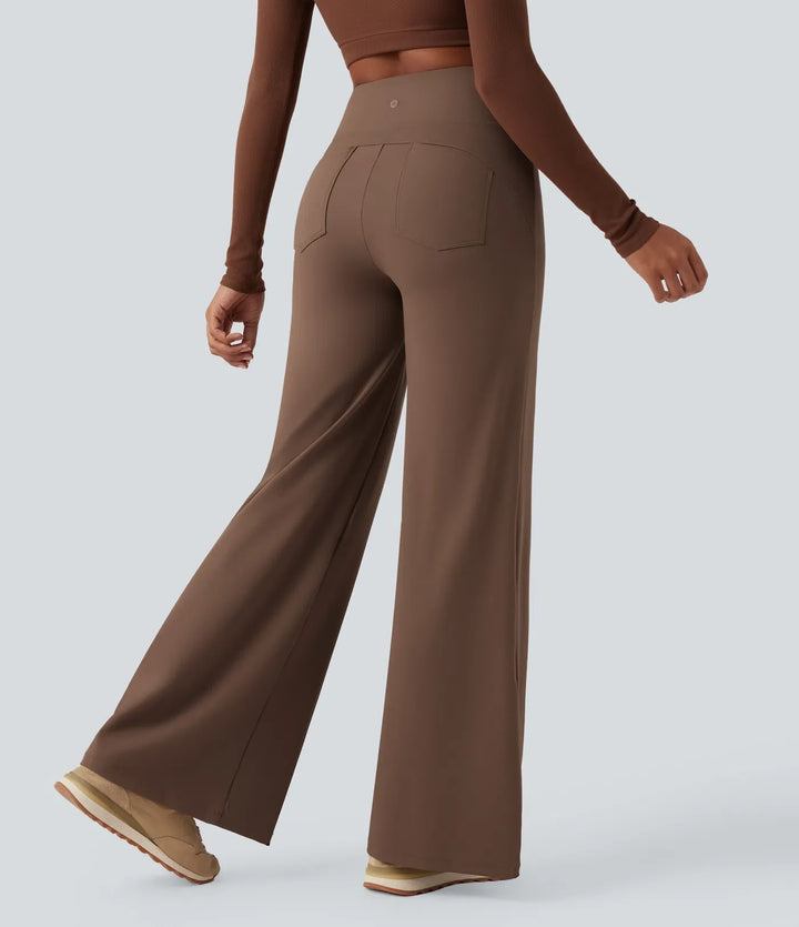DayStretch High Waisted Tummy Control Wide Leg Baggy Yoga Trousers with Pockets