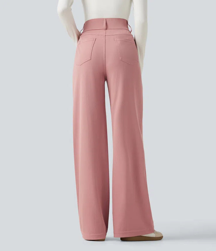 Halara Flex High Waisted Straight Leg Waffle Work Trousers with Pockets