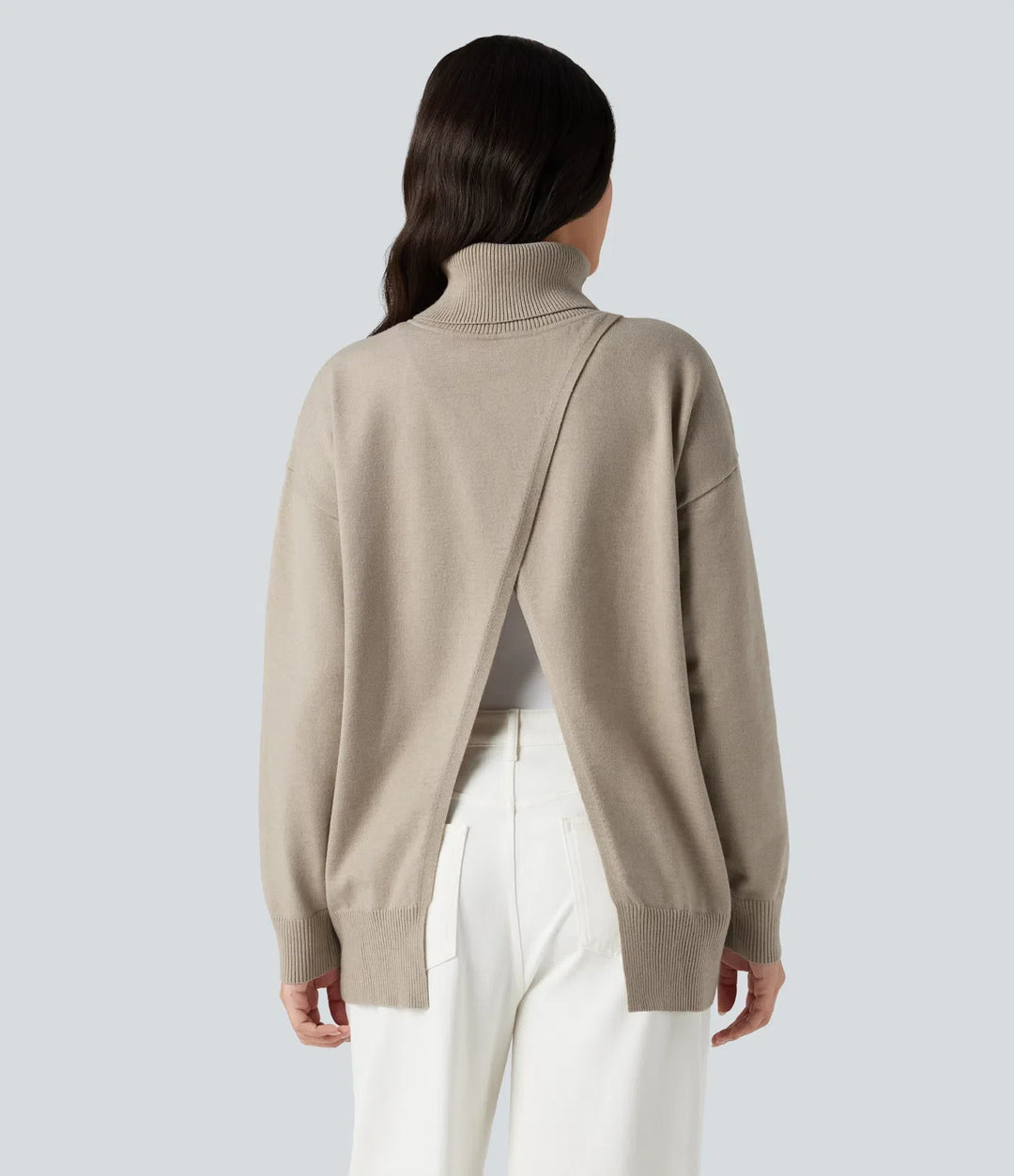 High Neck Long Sleeve Work Jumper-Front and Back Wearable