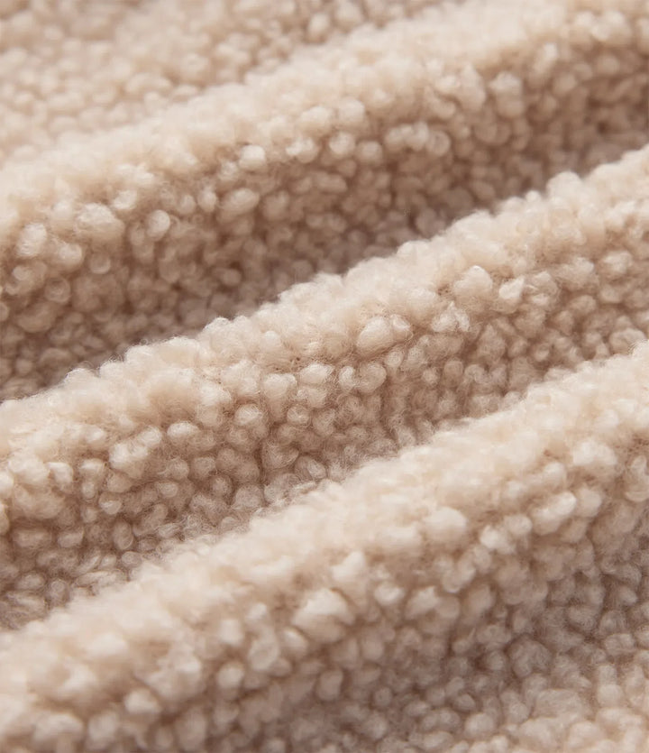 Collar Long Sleeve Casual Sherpa Jacket with Pockets