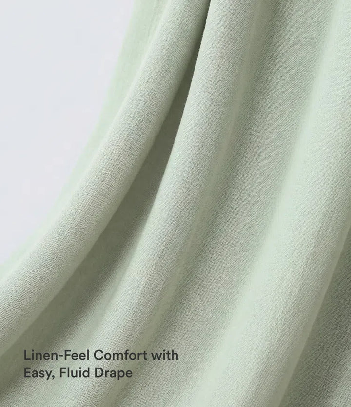 High Waisted Drawstring Wide Leg Cropped Casual Linen-Feel Trousers with Pockets