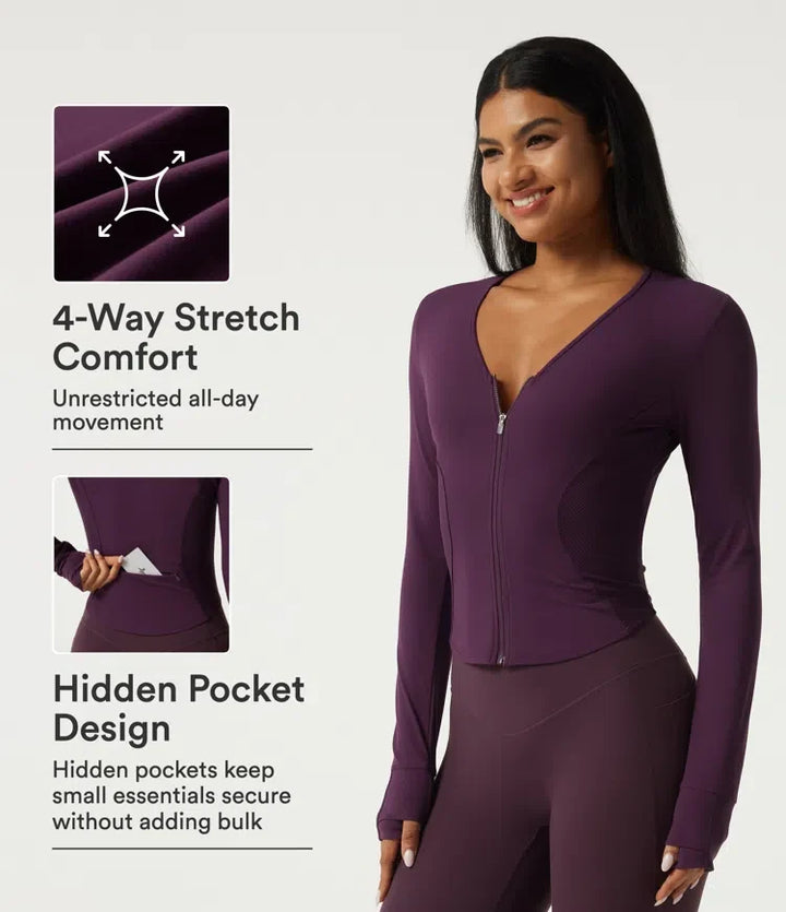 Halara UltraSculpt V Neck Long Sleeve Yoga Jacket with Pockets