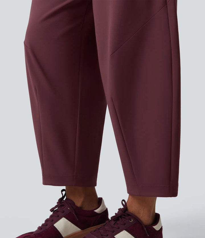 DayStretch Mid Rise Casual Barrel Leg 7/8 Trousers with Pockets