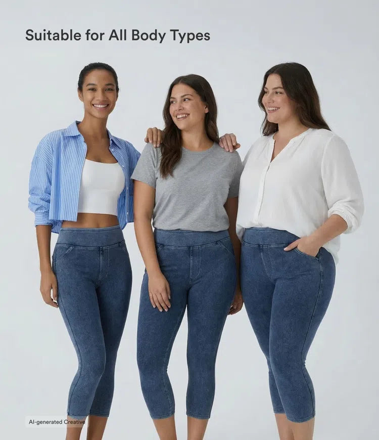 Halara Flex High Waisted Pocket Denim Capri Casual Leggings