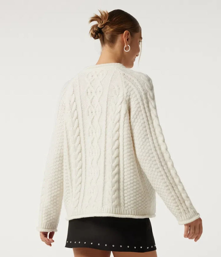 Round Neck Long Sleeve Rolled Hem Casual Jumper