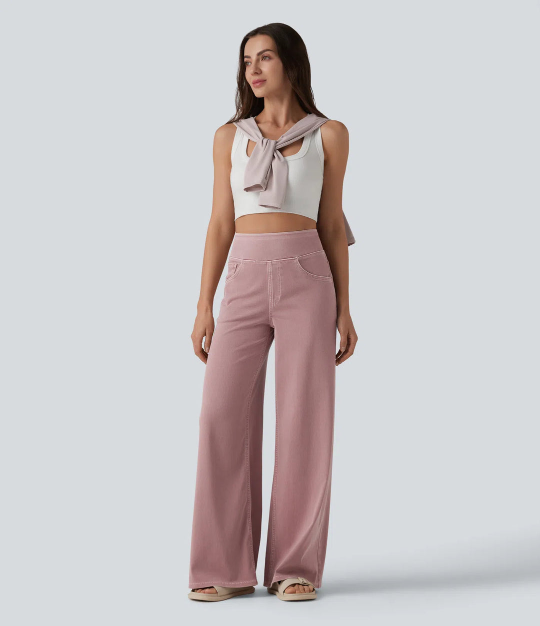 Halara Flex High Waisted Wide Leg colourful Casual Jeans with Pockets