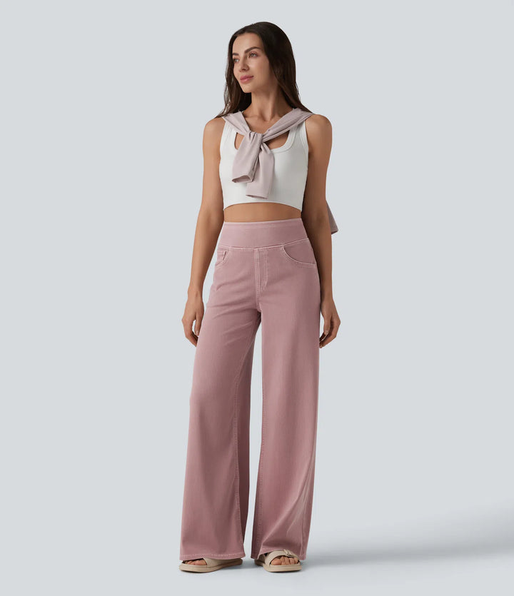 Halara Flex High Waisted Wide Leg colourful Casual Jeans with Pockets