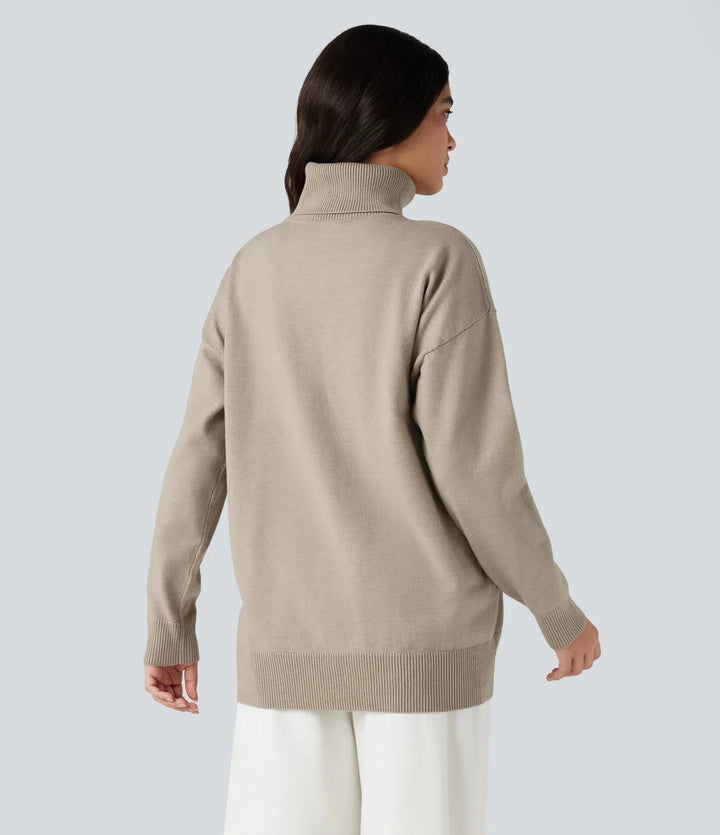 High Neck Long Sleeve Work Jumper-Front and Back Wearable