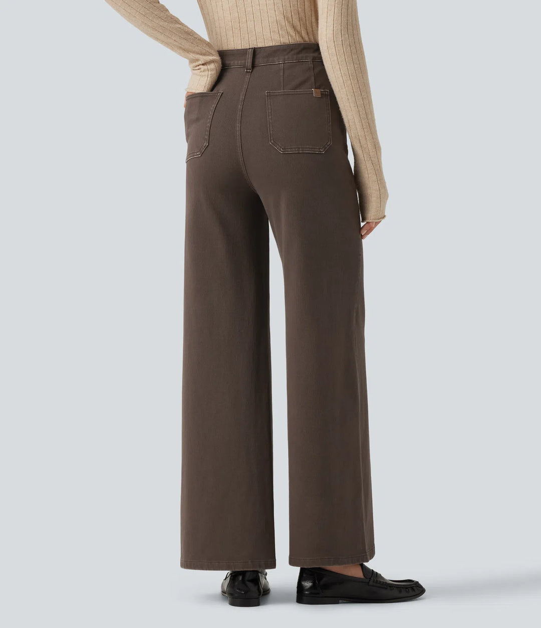 Halara Flex High Waisted Tummy Control Wide Leg colourful Casual Jeans with Pockets