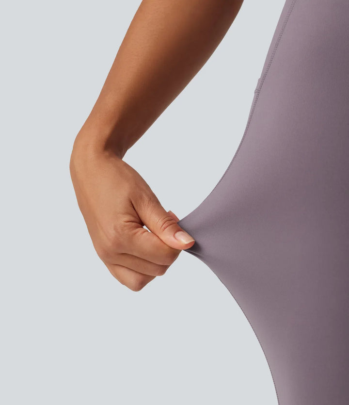 SoftlyZero High Waisted Drawstring Mesh Dance Skirted Leggings with Pockets