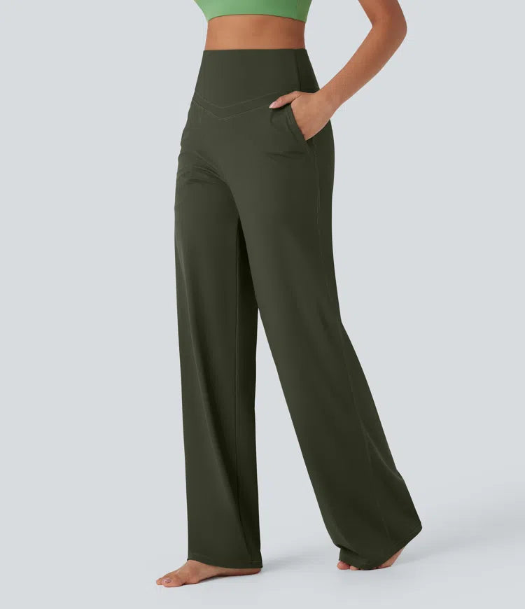 Halara UltraSculpt High Waisted Tummy Control Straight Leg Yoga Trousers with Pockets
