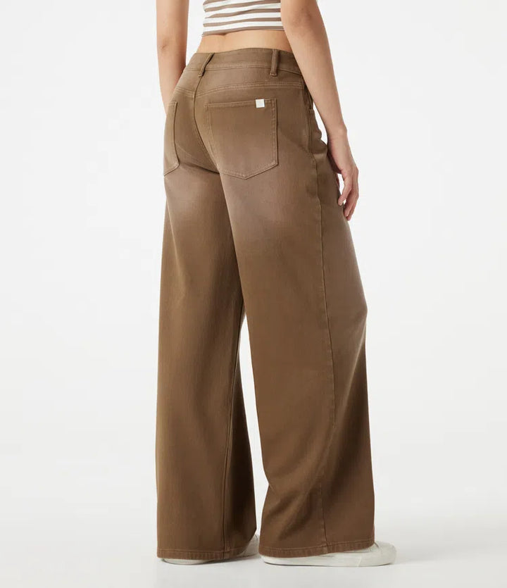 Halara Flex Asymmetric Low Rise Wide Leg colourful Washed Casual Jeans with Pockets