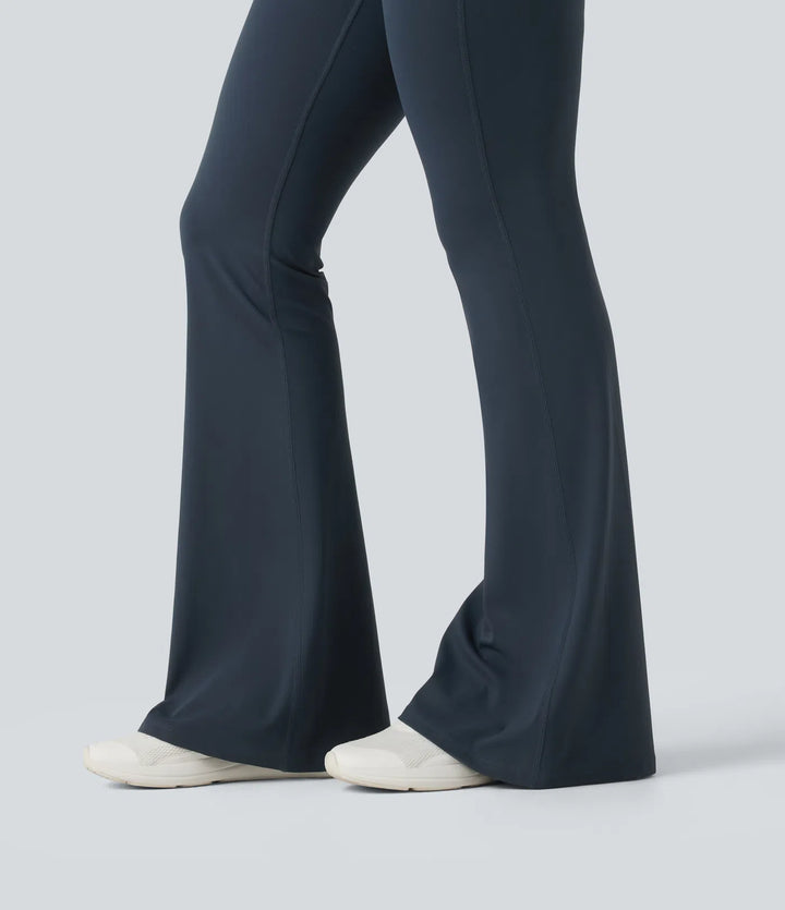 Halara UltraSculpt High Waisted Crossover Tummy Control Flare Workout Leggings with Pockets