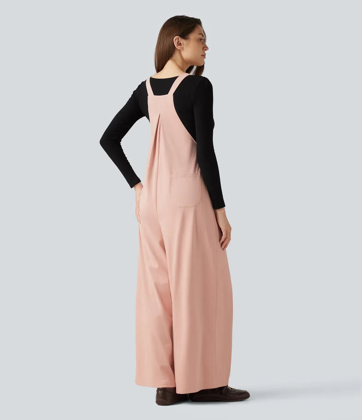 Suede Casual Overalls with Pockets