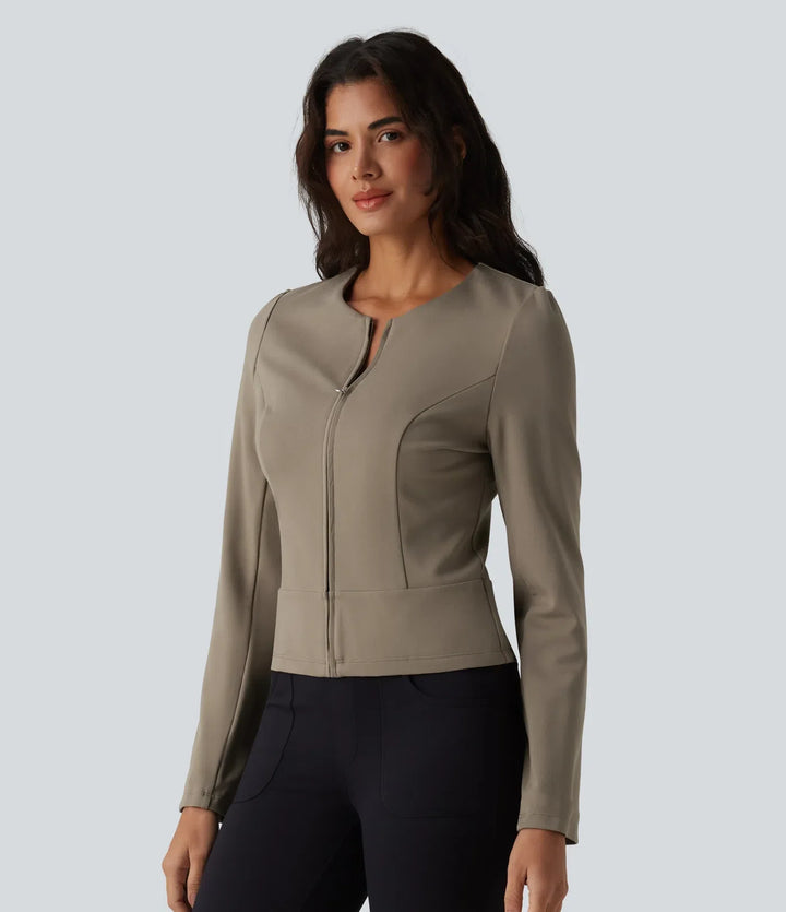 Round Neck Long Sleeve Work Jacket