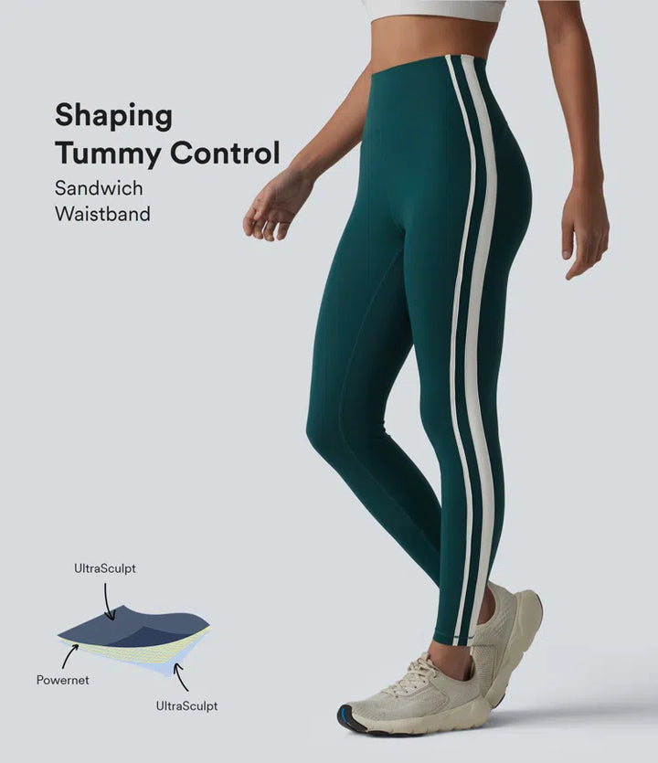 Halara Ultrasculpt High-waisted Tummy Control Side Stripe Yoga 7/8 Leggings