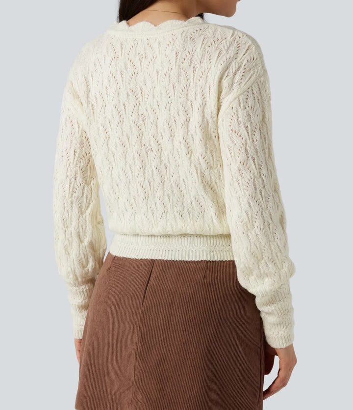 V Neck Long Sleeve Wrapped Casual Jumper