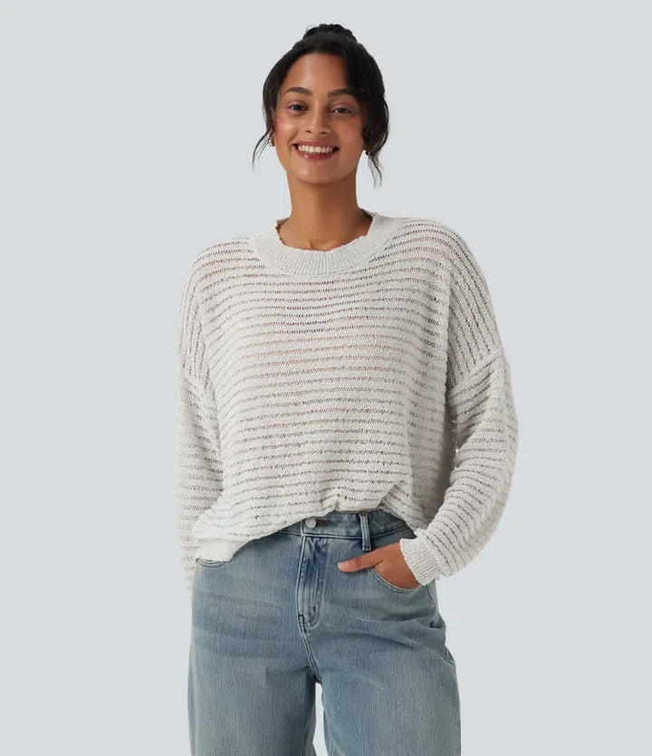 Round Neck Dropped Shoulder Relaxed Casual Jumper