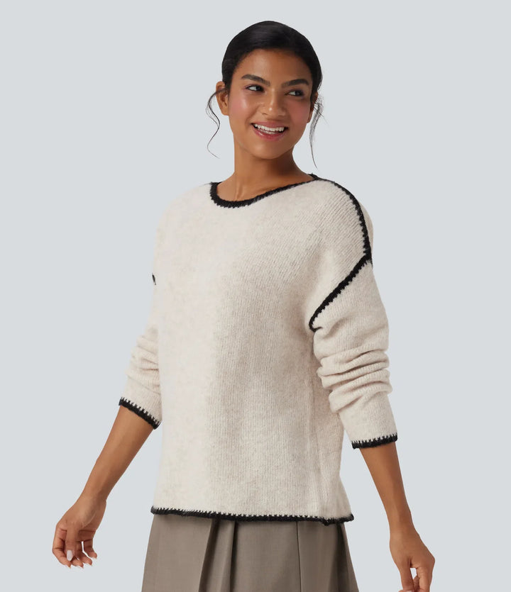 Color Block Relaxed Casual Jumper
