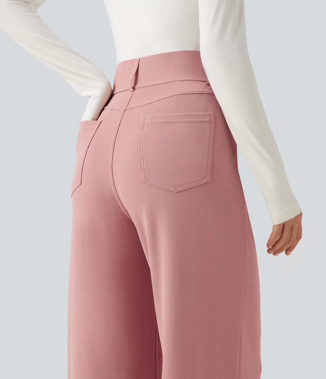 Halara Flex High Waisted Straight Leg Waffle Work Trousers with Pockets