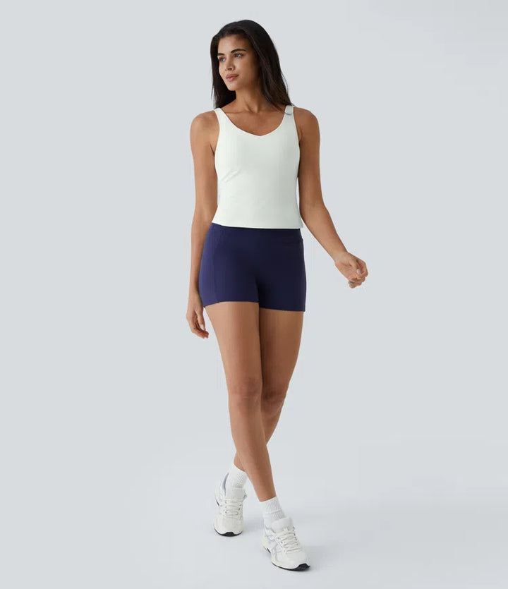 Softlyzero Plush Padded V Neck Plain Tank Vest Top